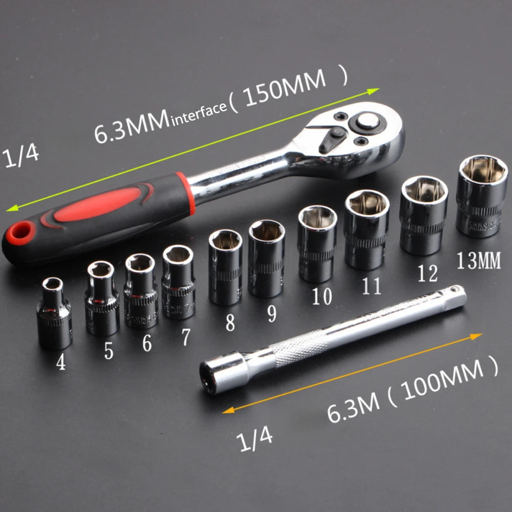BS1 12 Piece Quick Wrench Barrel Set Motorcycle Bicycle Repair Tool Hardware Auto Boat Car Multi Tool Kit Easy to Carry
