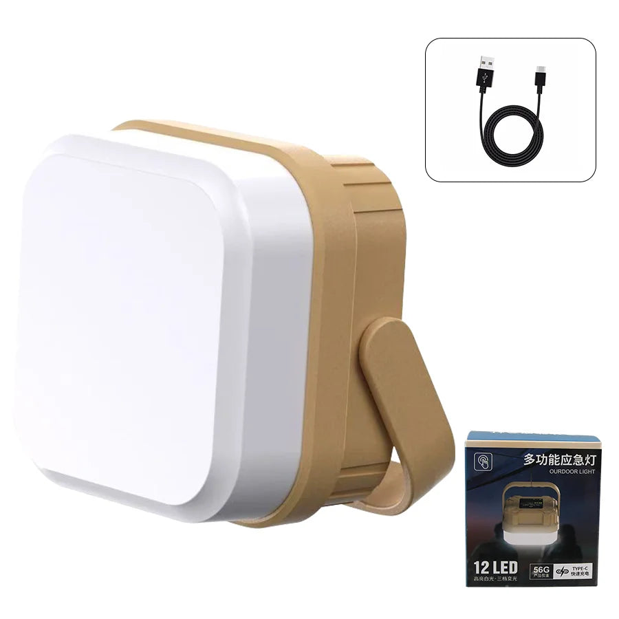 Mini Portable LED Light USB Rechargeable Pocket Lantern Outdoor Emergency Waterproof Tent Light Digital Display & Hook Design