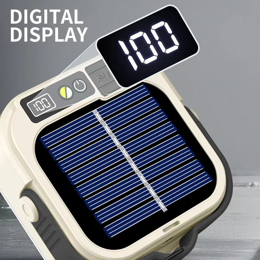 Mini Portable LED Light USB Rechargeable Pocket Lantern Outdoor Emergency Waterproof Tent Light Digital Display & Hook Design