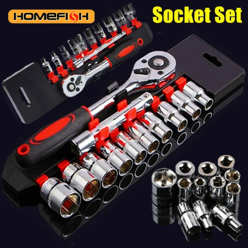 BS1 12 Piece Quick Wrench Barrel Set Motorcycle Bicycle Repair Tool Hardware Auto Boat Car Multi Tool Kit Easy to Carry