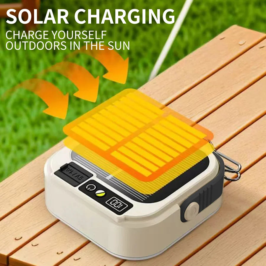 Mini Portable LED Light USB Rechargeable Pocket Lantern Outdoor Emergency Waterproof Tent Light Digital Display & Hook Design