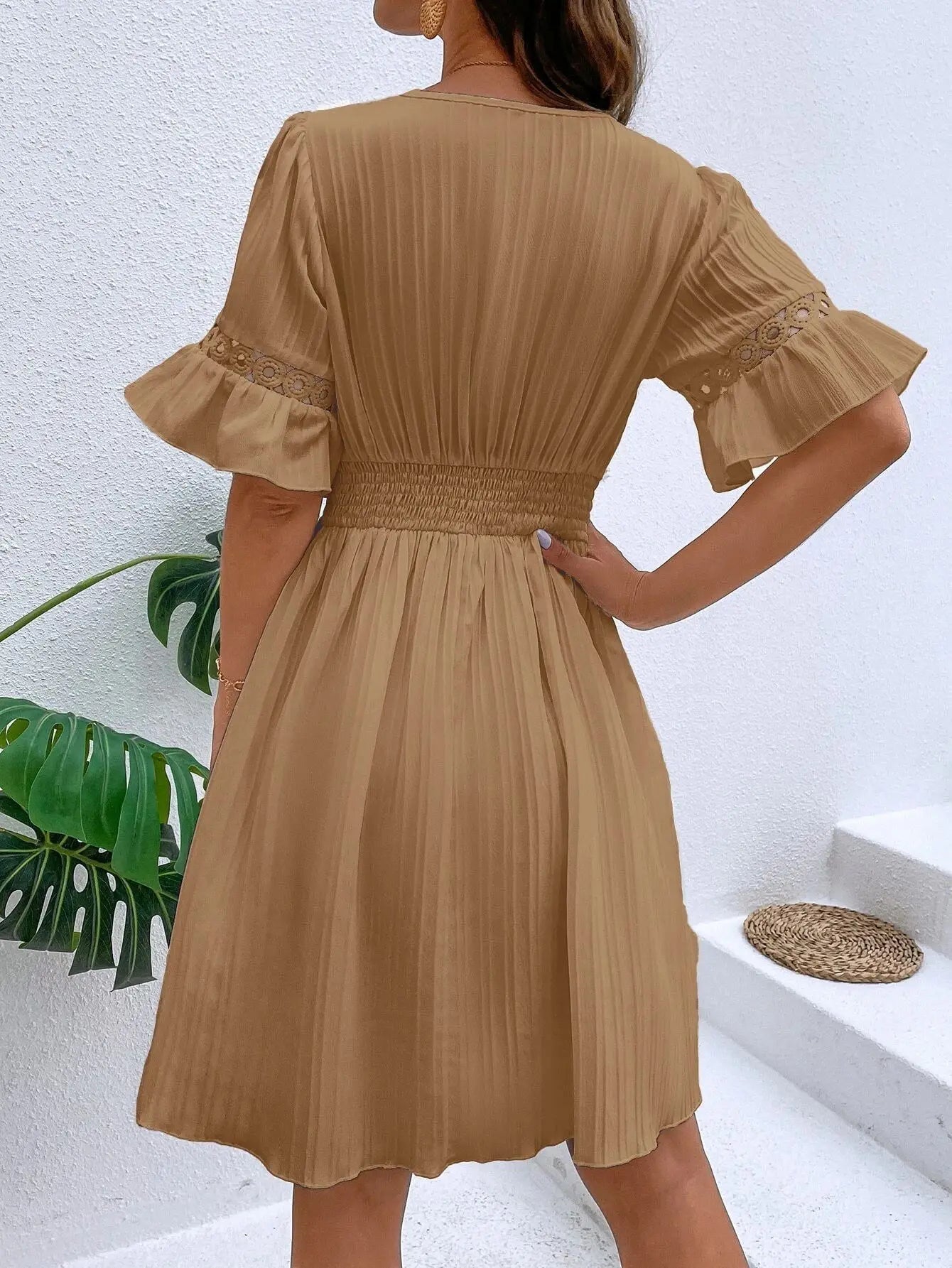 Bohemian White Women Dresses For 2025 Spring Sexy Casual Holiday Beach Solid Sundress Half Sleeve Fashion Hollow Female Clothing