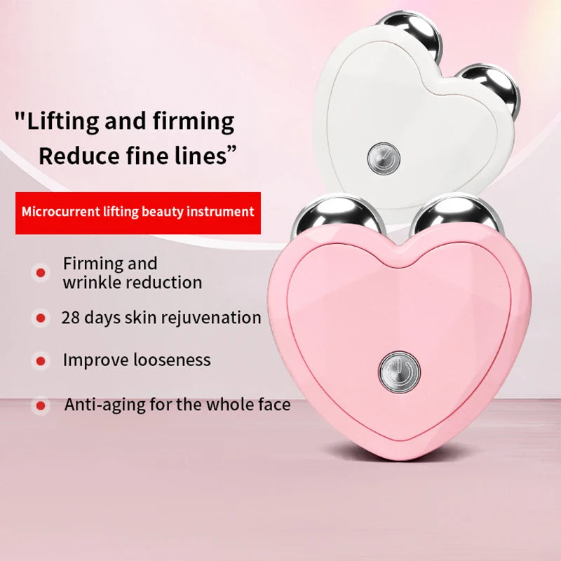 Microcurrent Face Lifting Roller Massager with Gel Anti-Wrinkle Skin Tightening Rejuvenation Product Slimming Facial Beauty Care